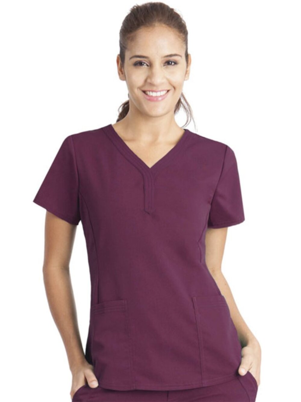 Healing Hands Purple Label Jane V-Neck Scrub Top - Wine - Size S - NWT